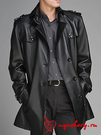 Men's coat, leather raincoat