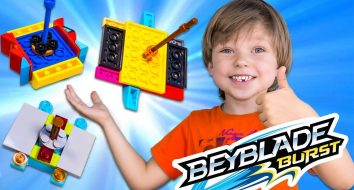 Beyblade de Lego caseiro. Batalha de Beyblade Burst na arena. Como fazer Lego BEYBLADE?