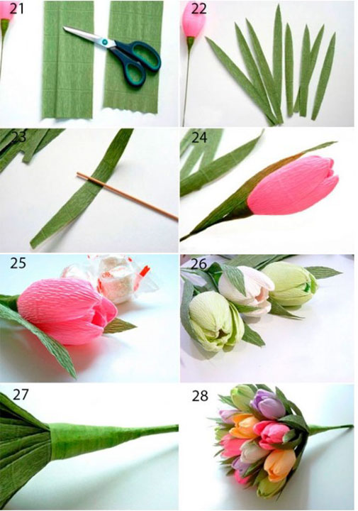 8 tulipas DIY simples e realistas