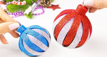 BRINQUEDOS DE ANO NOVO DIY de Foamiran na Árvore de Natal | Faça você mesmo enfeites de Natal com espuma de glitter