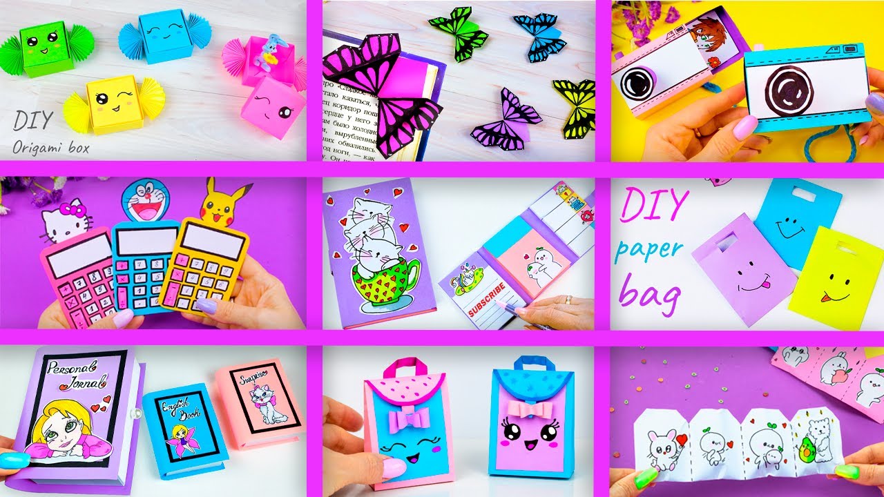 10 простых поделок из бумаги своими руками Diy kawaii не оригами Лайфхаки  для школы