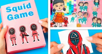 5 DIY Игра в Кальмара | Игровая книга, бумажные сюрпризы и антистресс, наклейки из бумаги