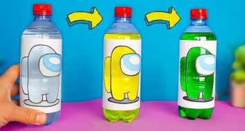 Легкий Фокус меняем цвет Амонг Ас с бутылкой воды